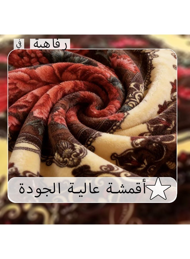 Bleco Luxury About 6KG Large and Thick Double Blanket, Size 240x220cm, Double-Layer Comfortable and Warm Winter Blanket, Flush Floral Design Bedding Cover, Suitable for Dormitories, Offices, Sofas, Living Rooms and Bedrooms, High-Quality Home Decor Gift, Bed Blanket Companions. - Image 3