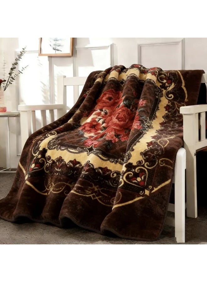 Bleco Luxury About 6KG Large and Thick Double Blanket, Size 240x220cm, Double-Layer Comfortable and Warm Winter Blanket, Flush Floral Design Bedding Cover, Suitable for Dormitories, Offices, Sofas, Living Rooms and Bedrooms, High-Quality Home Decor Gift, Bed Blanket Companions. - Image 2