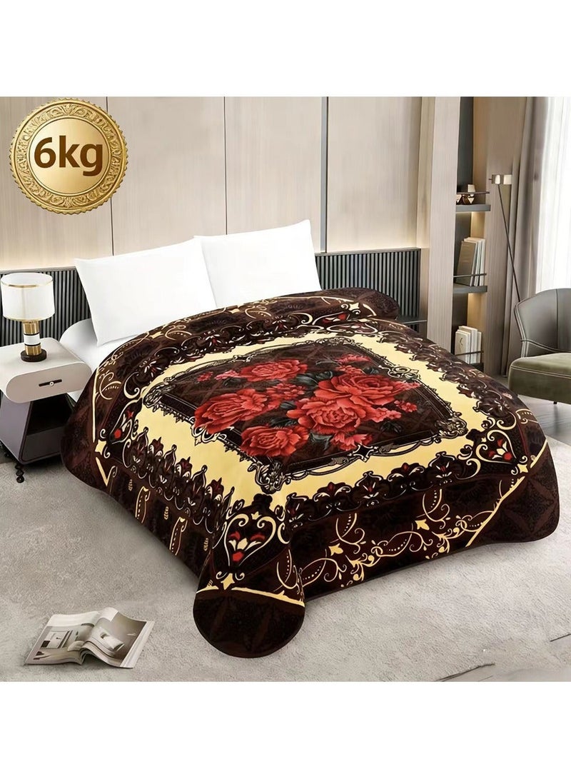 Bleco Luxury About 6KG Large and Thick Double Blanket, Size 240x220cm, Double-Layer Comfortable and Warm Winter Blanket, Flush Floral Design Bedding Cover, Suitable for Dormitories, Offices, Sofas, Living Rooms and Bedrooms, High-Quality Home Decor Gift, Bed Blanket Companions. - Image 1