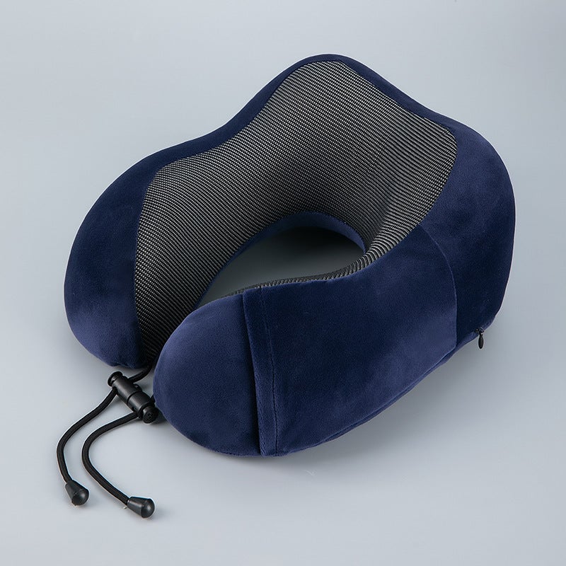 Manufacturers U-shaped pillow memory cotton neck pillow neck pillow U-shaped neck pillow travel pillow magnetic cloth cervical pillow aircraft memory pillow Navy blue 