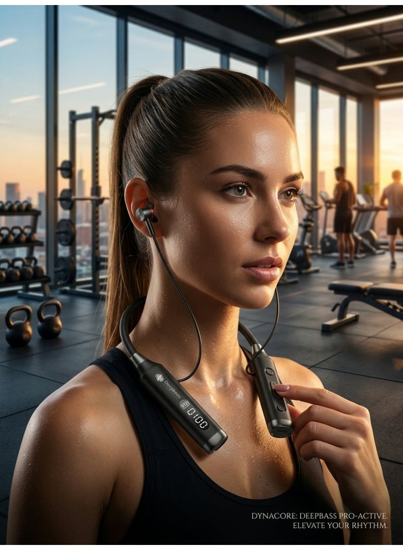 سماعات لاسلكية بلوتوث ديب بيس DW-110 مع مايكروفون، سماعات أذن داخلية عازلة للضوضاء، صوت جهير ستيريو عالي الدقة، بطارية طويلة الأمد للرياضة والألعاب والمكالمات - أسود - Image 2