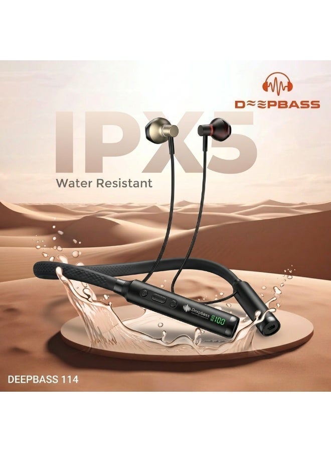 سماعات لاسلكية بلوتوث ديب بيس DW-110 مع مايكروفون، سماعات أذن داخلية عازلة للضوضاء، صوت جهير ستيريو عالي الدقة، بطارية طويلة الأمد للرياضة والألعاب والمكالمات - أسود - Image 5