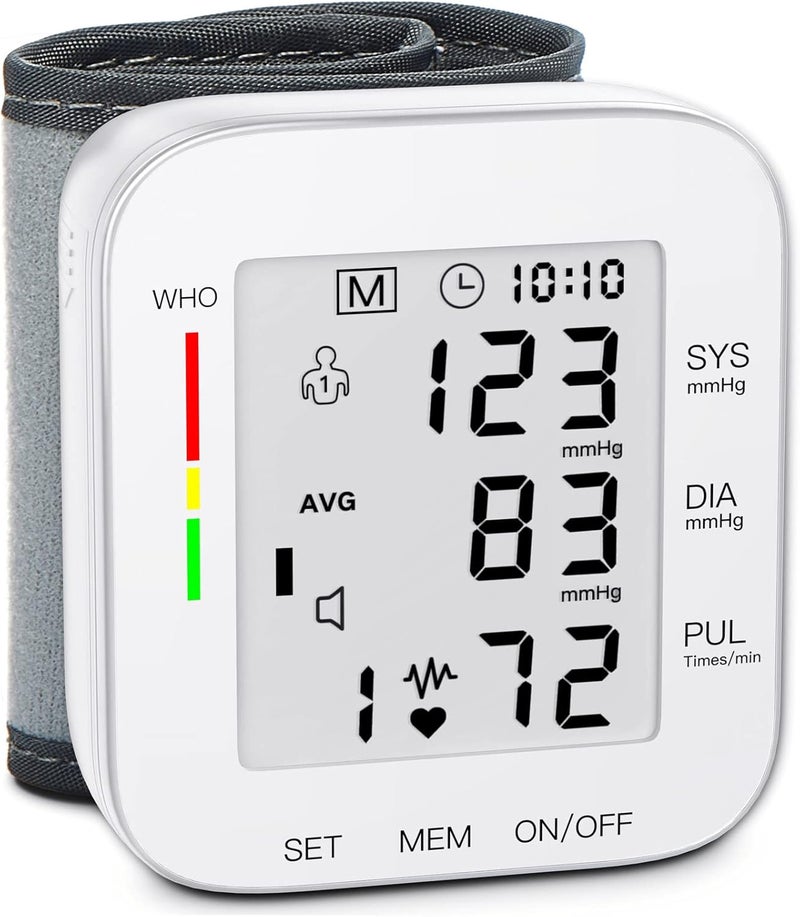 MMIZOO Wrist Blood Pressure Monitor Bp Monitor Large LCD Display Blood Pressure Machine Adjustable Wrist Cuff 531768 inch Automatic 99x2 Sets Memory with Carrying Case for Home Use W1681 - Image 1