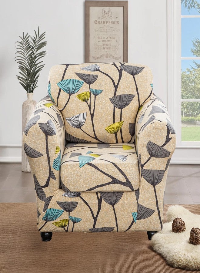 Lamberia Printed Sofa Cover High Stretch Sofa Slipcovers 2 Piece Armchair Slipcover with One Separate Cushion Cover Elastic Bottom Floral Pattern (Dandelion, Armchair) - Image 2