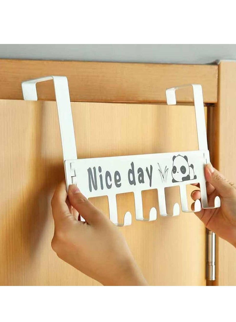 2-Pack Over the Door Hooks Rack with 6 Metal Hooks, 36CM for Hanging Towels, Clothes, Bags and Robes, Perfect for Bathroom, Bedroom and Kitchen - Image 2