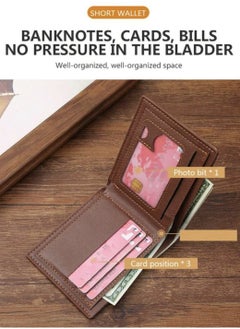 Generic 3pcs/set Men's PU Leather Wallet, Soft Stylish Plaid Pattern Wallet, Large Capacity Multi Card Slots, Can Store Large Size Papers, Small Coin Pocket, Credit Card ID Card Photo Slots, Business Style and Casual, Perfect Gift for Men  - Image 3