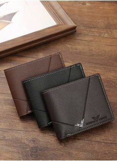 Generic 3pcs/set Men's PU Leather Wallet, Soft Stylish Plaid Pattern Wallet, Large Capacity Multi Card Slots, Can Store Large Size Papers, Small Coin Pocket, Credit Card ID Card Photo Slots, Business Style and Casual, Perfect Gift for Men  - Image 2