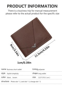 Generic 3pcs/set Men's PU Leather Wallet, Soft Stylish Plaid Pattern Wallet, Large Capacity Multi Card Slots, Can Store Large Size Papers, Small Coin Pocket, Credit Card ID Card Photo Slots, Business Style and Casual, Perfect Gift for Men  - Image 4