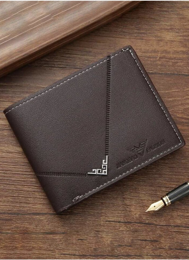 Generic - 3pcs/set Men's PU Leather Wallet, Soft Stylish Plaid Pattern Wallet, Large Capacity Multi Card Slots, Can Store Large Size Papers, Small Coin Pocket, Credit Card ID Card Photo Slots, Business Style and Casual, Perfect Gift for Men - Image 1