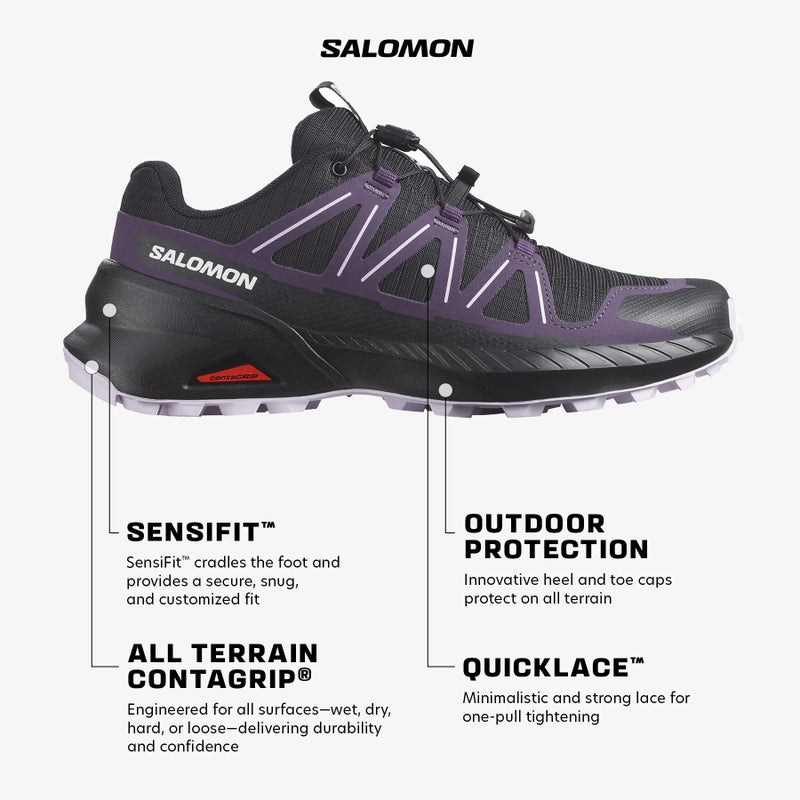 Salomon Women's SPEEDCROSS PEAK Trail Running Shoes for Women, Black / Nightshade / Orchid Petal,5 - Image 2