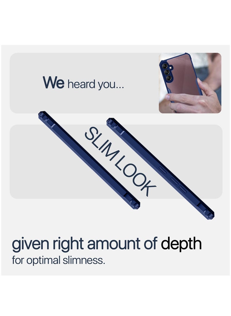 Wtech Luxury Airbag Bumper Shockproof Shell Transparent Acrylic With Camera Lens Protection Case Cover For Samsung Galaxy A35 Clear/Navy Blue - Image 5