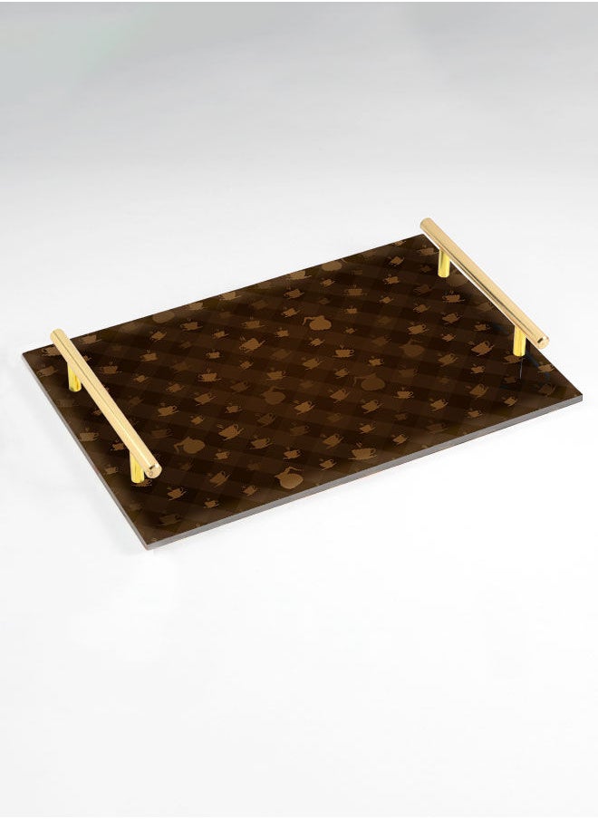LOWHA Decorative Acrylic Serving Tray with Gold Color Metal Handles Coffee Mugs 20x30cm  - Image 1