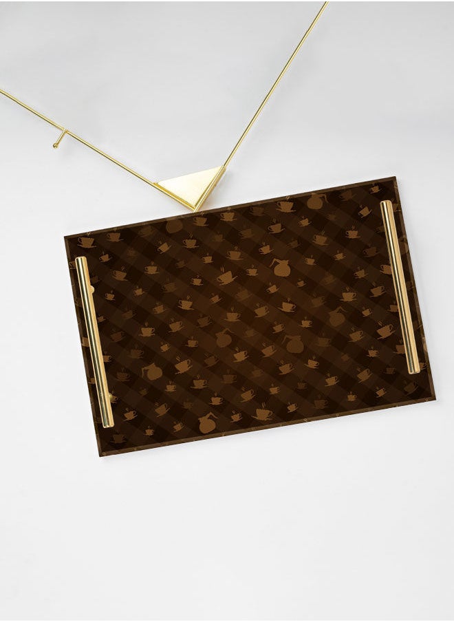 LOWHA Decorative Acrylic Serving Tray with Gold Color Metal Handles Coffee Mugs 20x30cm  - Image 3