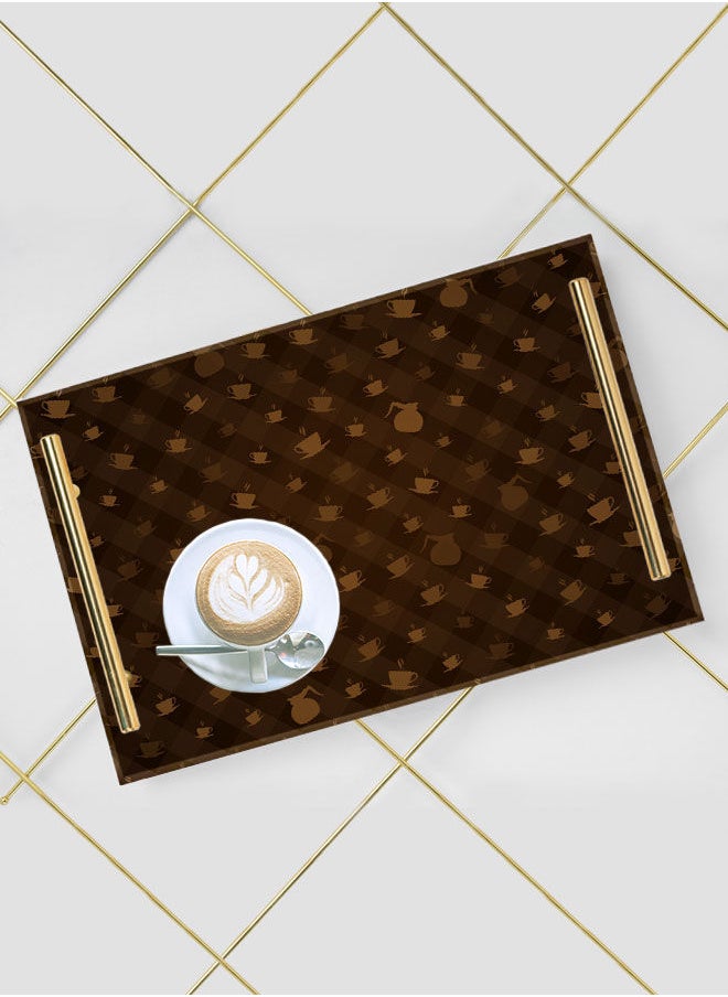 LOWHA Decorative Acrylic Serving Tray with Gold Color Metal Handles Coffee Mugs 20x30cm  - Image 5