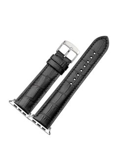ten.tech TenTech Leather Watch Band for Apple Watch Ultra/Ultra 2, Size 49mm 45mm 44mm 42, Adjustable Leather Wristband for iWatch Series 9/8/7/6/5/4/3/2/1/SE – black  - Image 1