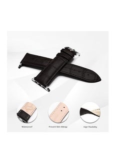 ten.tech TenTech Leather Watch Band for Apple Watch Ultra/Ultra 2, Size 49mm 45mm 44mm 42, Adjustable Leather Wristband for iWatch Series 9/8/7/6/5/4/3/2/1/SE – black  - Image 3