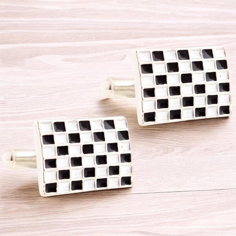 TRIPIN Cufflinks and TIE PIN Set for Men Silver and Black Colour for Office Corporate Party French Cuff Shirts Shirt Suit Blazer in A Gift Box - Image 4