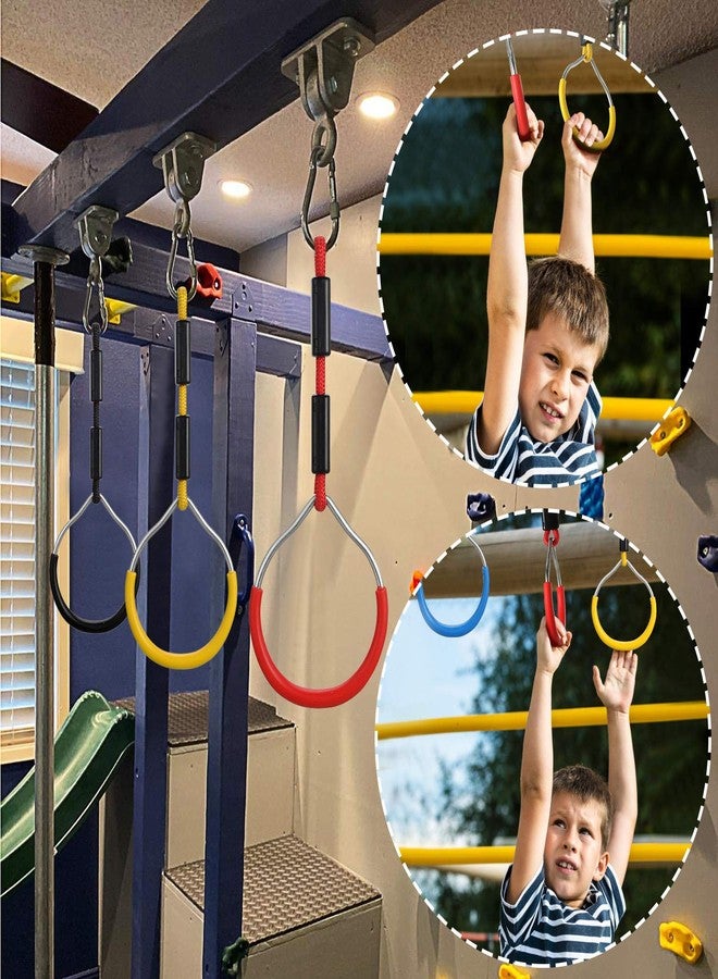 PELLOR 4-Pack Colorful Ninja Rings -Gymnastic Rings, Ninja Slackline Obstacle Course Accessories, Backyard Playground Training Equipment Play Set for Kids Adult - Image 4