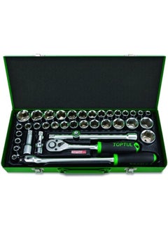 TOPTUL Toptul 1/2-Inch Drive 6-Point Metric And Sae Socket 38-Pieces Set  - Image 1