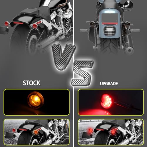 MotoParAcc Universal Smoked Bullet Front Rear LED Turn Signals, Motorcycle Brake Taillights 12V Tail Lights Compatible with Halrey Sportster XL1200 Iron 883 Touring Dyna - 2Pcs - Image 3