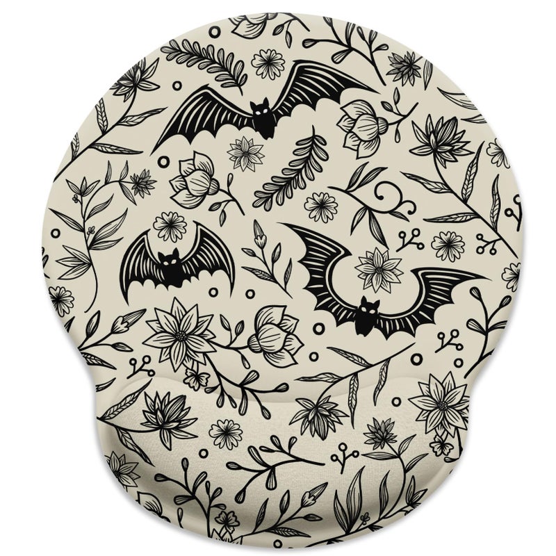 LIMKRIAN Goth Bat Ergonomic Mouse Pad with Wrist Rest, Gaming Mouse Pad with Wrist Support, Funny Computer Mousepad with Non-Slip Pain Relief PU Base, Gothic Office Desk Accessories Decor Supplies - Image 1