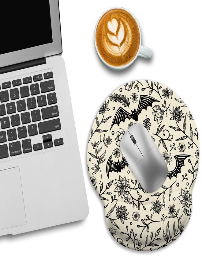 LIMKRIAN Goth Bat Ergonomic Mouse Pad with Wrist Rest, Gaming Mouse Pad with Wrist Support, Funny Computer Mousepad with Non-Slip Pain Relief PU Base, Gothic Office Desk Accessories Decor Supplies - Image 3