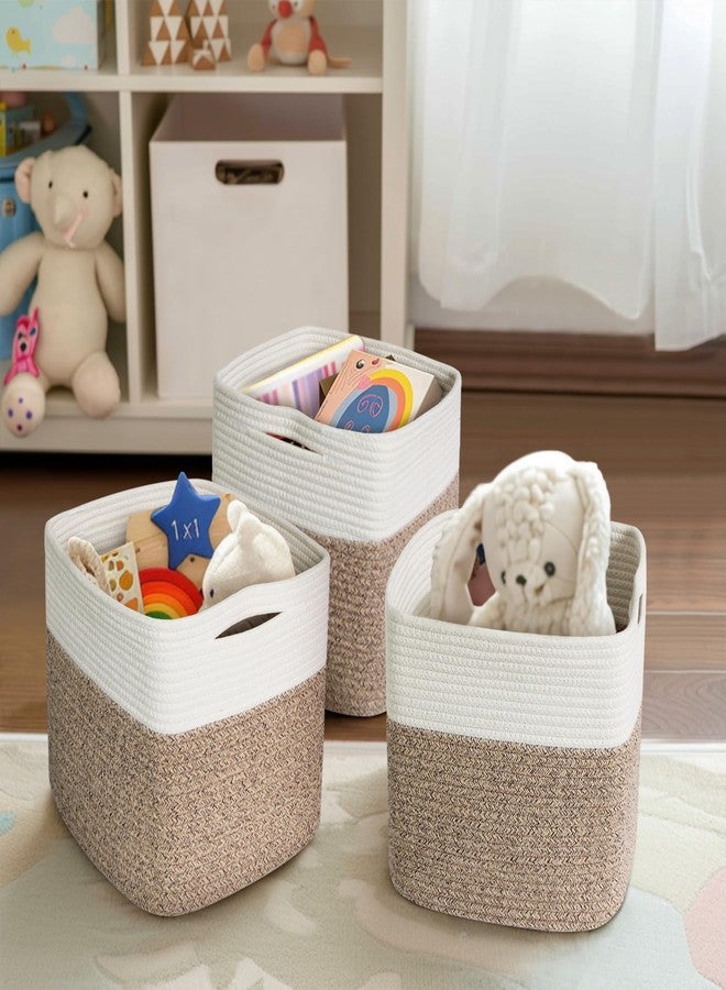 WILLITAT 13x13x13 inch Cube Storage Bin, 3-Pack Woven Cotton Rope Baskets for Organizing, 13 inch Square Storage Cubes for Shelves, Cute Kids Toy Bin Box, Baby Nursery Decorative Closet Organizer - Image 5