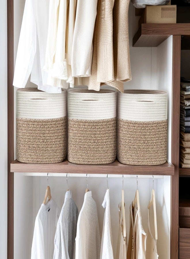 WILLITAT 13x13x13 inch Cube Storage Bin, 3-Pack Woven Cotton Rope Baskets for Organizing, 13 inch Square Storage Cubes for Shelves, Cute Kids Toy Bin Box, Baby Nursery Decorative Closet Organizer - Image 4