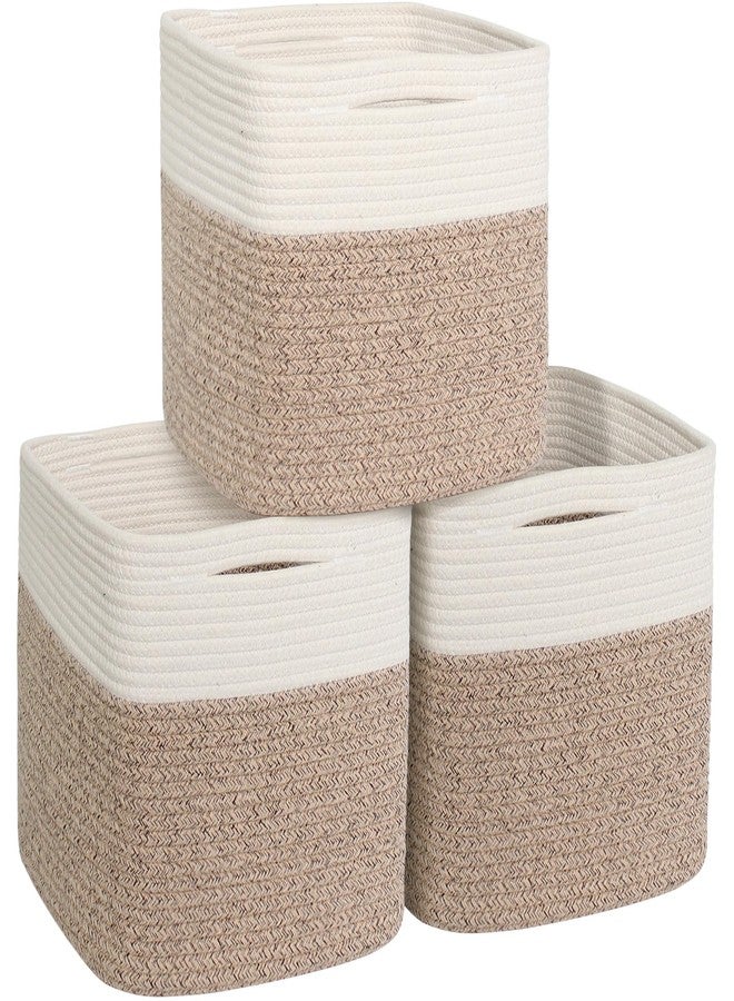 WILLITAT 13x13x13 inch Cube Storage Bin, 3-Pack Woven Cotton Rope Baskets for Organizing, 13 inch Square Storage Cubes for Shelves, Cute Kids Toy Bin Box, Baby Nursery Decorative Closet Organizer - Image 1