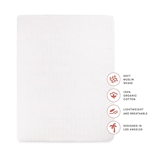 Babyletto 100% Organic Cotton All-Stages Midi Crib Sheet, GOTS-Certified, Fitted 360°, Ultra-Soft and Breathable Muslin - Plain White - Image 3