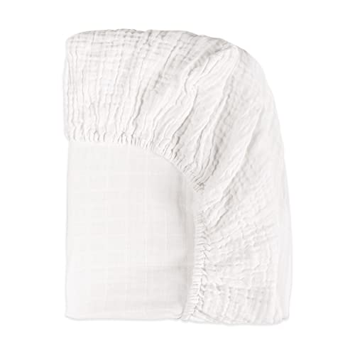 Babyletto 100% Organic Cotton All-Stages Midi Crib Sheet, GOTS-Certified, Fitted 360°, Ultra-Soft and Breathable Muslin - Plain White - Image 4