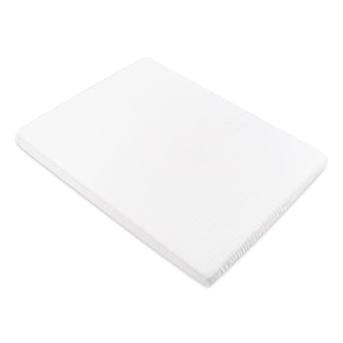 Babyletto 100% Organic Cotton All-Stages Midi Crib Sheet, GOTS-Certified, Fitted 360°, Ultra-Soft and Breathable Muslin - Plain White - Image 2