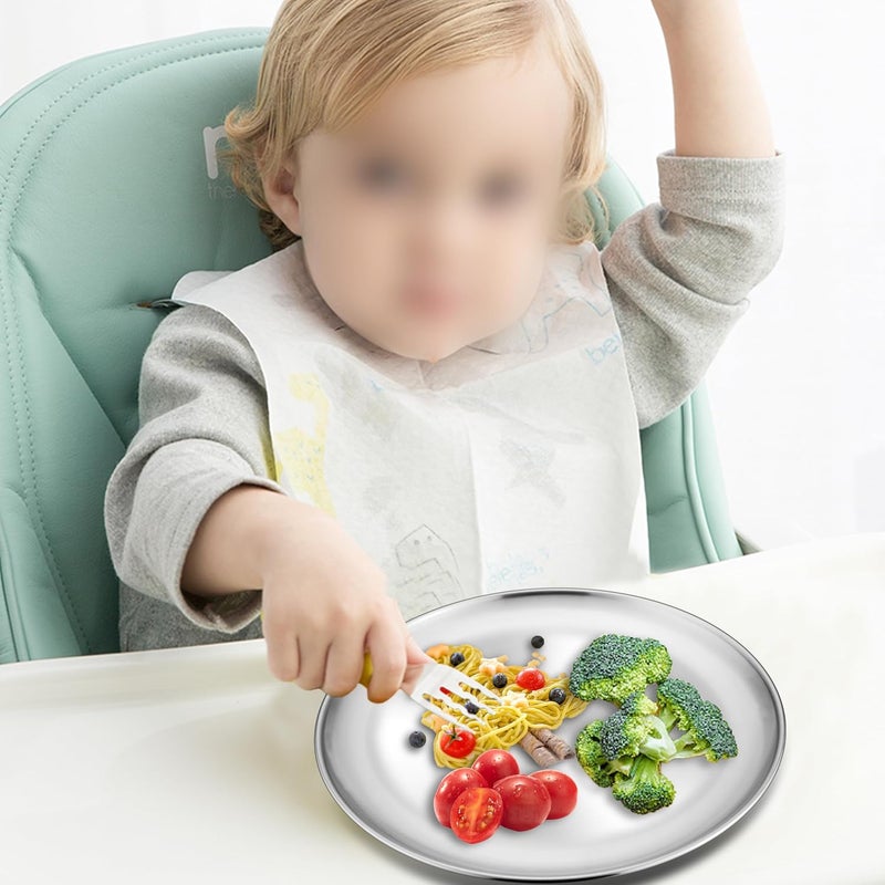 HaWare 188 Stainless Steel Plates 6Piece Metal 304 Dinner Dishes for Kids Children Toddlers 9 Inch Feeding Serving Camping Plates Reusable and Dishwasher Safe - Image 5