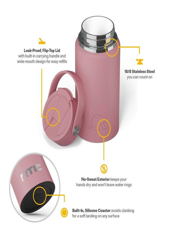 RTIC 16oz Outback Water Bottle, Ceramic Lined, Insulated, Stainless Steel, Double Wall Vacuum-Insulation, Leak-Proof Lid, BPA-Free Water Flask Hiking, Running, Sports, Outdoor, Dusty Rose - Image 3