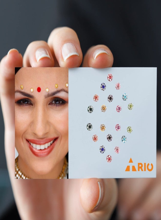 TRIOHOMES New Diamond Premium Collection Medium Size Round Fancy Bindis for Women (Colured Velvet Diamonds) - Image 3