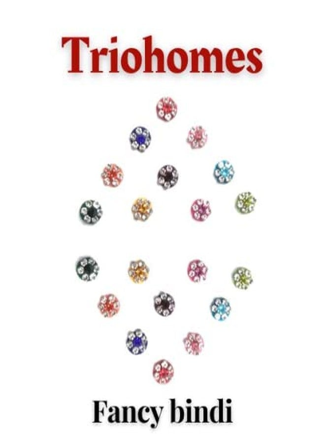 TRIOHOMES New Diamond Premium Collection Medium Size Round Fancy Bindis for Women (Colured Velvet Diamonds) - Image 4