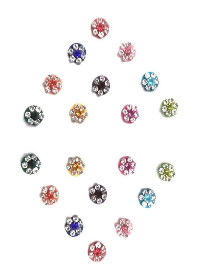 TRIOHOMES New Diamond Premium Collection Medium Size Round Fancy Bindis for Women (Colured Velvet Diamonds) - Image 1