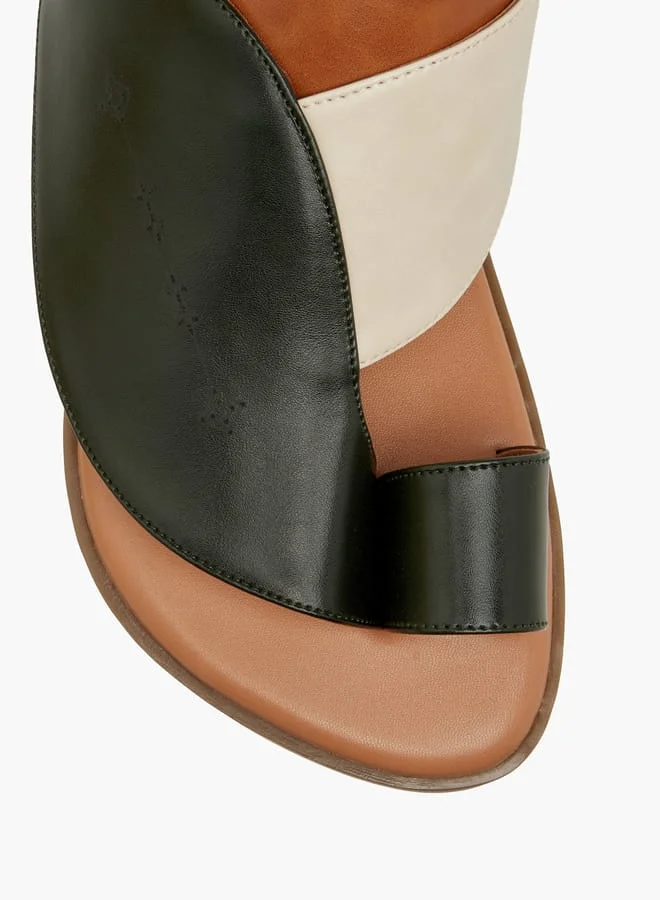 Al Waha Men Panelled Slip-On Arabic Sandals with Toe Loop