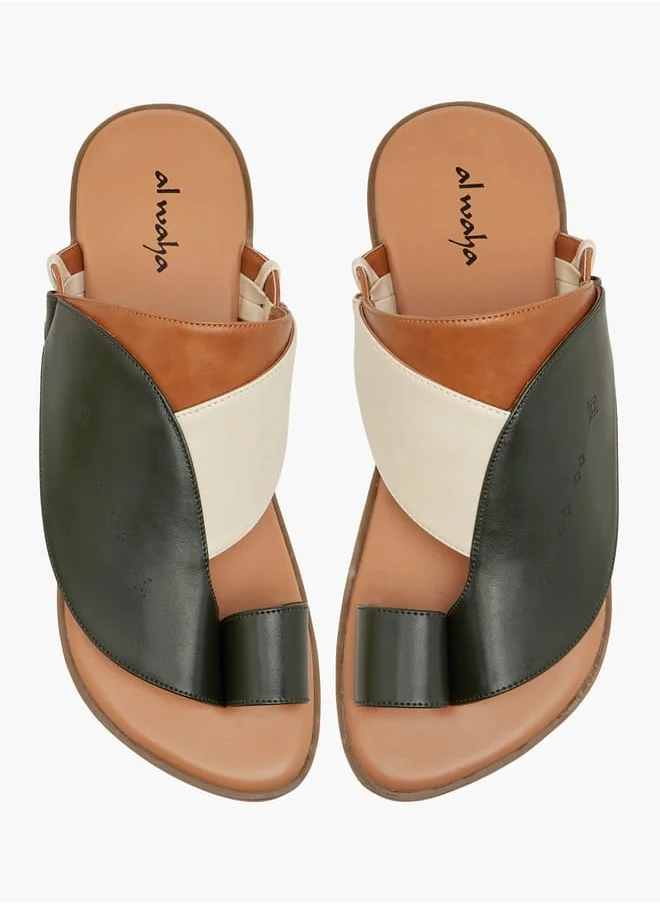الواحة Men Panelled Slip-On Arabic Sandals with Toe Loop