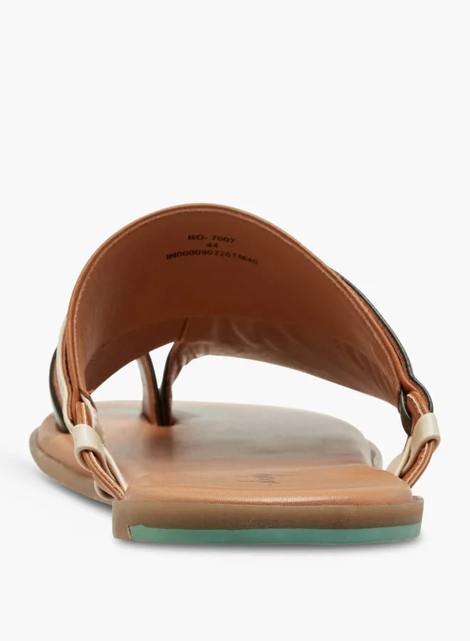 Al Waha Men Panelled Slip-On Arabic Sandals with Toe Loop