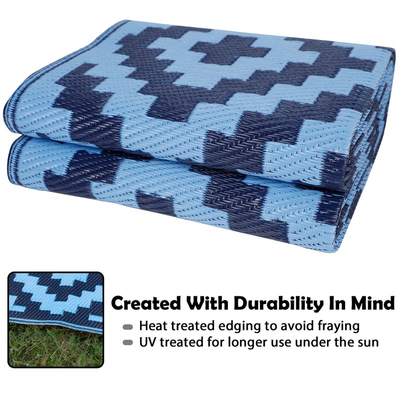 SAND MINE Reversible Mats, Plastic Straw Rug, Modern Area Rug, Large Floor Mat and Rug for Outdoors, RV, Patio, Backyard, Deck, Picnic, Beach, Trailer, Camping, Blue, 5' x 8' - Image 3