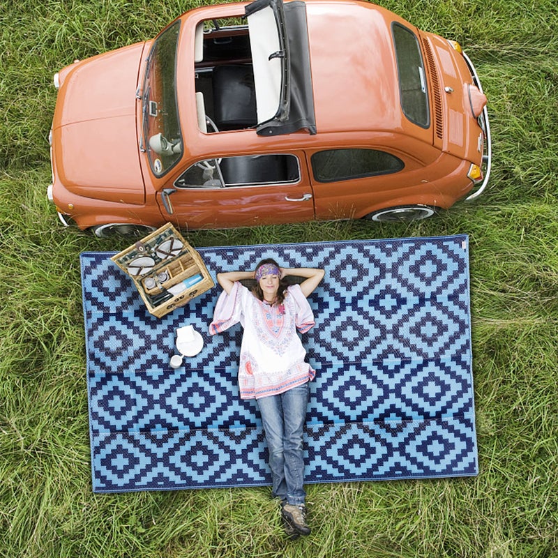 SAND MINE Reversible Mats, Plastic Straw Rug, Modern Area Rug, Large Floor Mat and Rug for Outdoors, RV, Patio, Backyard, Deck, Picnic, Beach, Trailer, Camping, Blue, 5' x 8' - Image 5