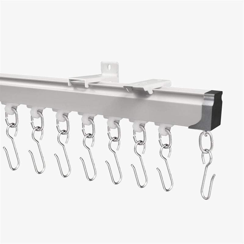 Bikykose Curtain Track 164ft Aluminium Ceiling  Wall Mount Curtain Rod Silver Finish