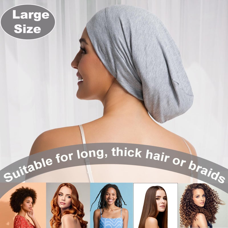 vidsel 2PCS Large Sleep Cap Bonnet for Sleeping Black Women Men, Adjustable Cooling Lining Bonnets for Curly Hair Wrap Braids Beanie Night Hat - Image 2