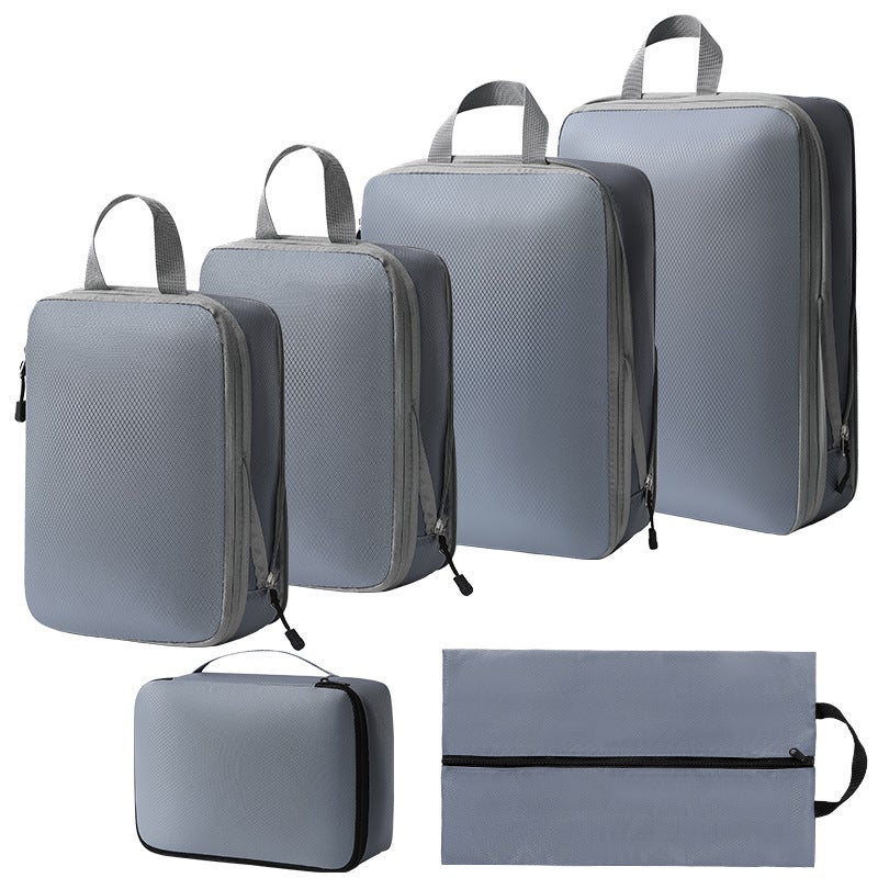 7-Piece Travel Organizer Compression SetThree-piece set + s + shoe bag + bra bag (gray six-piece set) Three-piece set + s + shoe bag + bra bag (gray six-piece set)