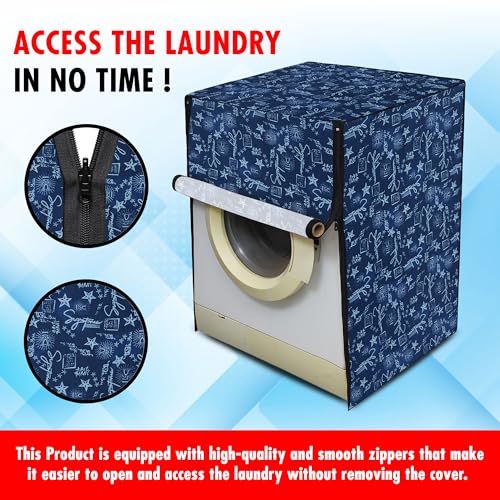 Lithara Front Load Fully Automatic Washing Machine Cover for LG, Samsung, IFB, Whirlpool, Suitable for 8 kg,9 kg & 10 kg - Waterproof, Dustproof Cover (Print-4) - Image 5