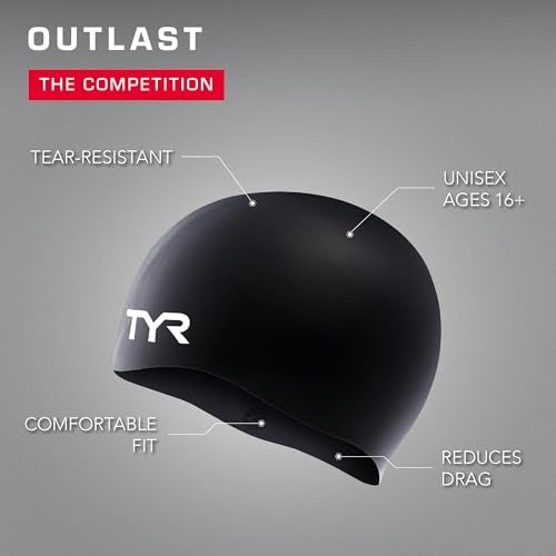 TYR Wrinkle Free Silicone Swim Cap (Black) - Image 4