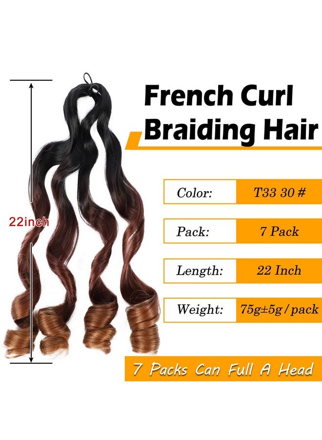 كولورفول كوين تجديل الشعر الفرنسي المجعد 7 حزم 22 بوصة تجديل الشعر أومبير نطاط فضفاض موجة الكروشيه الضفائر للنساء الإسبانية مجعد ينتهي الشعر الاصطناعية (7 حزم 1B / 33/30) - Image 2
