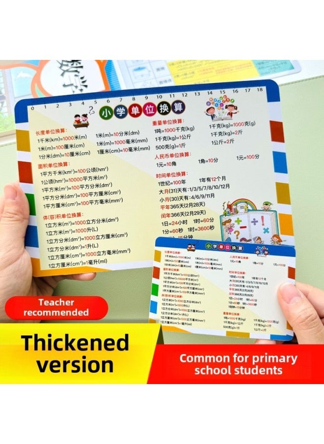 null - Mathematics Unit Conversion Plane Stereo Geometric Figure Calculation Formula Shorthand Card Thickeneded Version Universal For Primary School Students-Color:2 Thickened Models [(reversion For Primary School Units/primary School Mathematics Formulas) - Big Cards/send Small Cards Of The Same Style] - Image 1