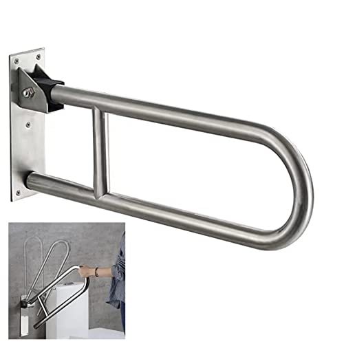 FlySkip Fold Down Grab Bar - 24" Stainless Steel Flip-Up Handicap Support Bar for Bathroom Shower Safety - Image 1
